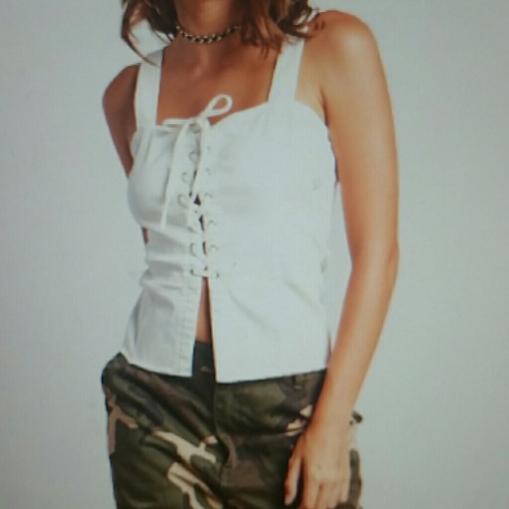 Lace up detail top